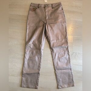 Avec Les Filles metallic high waisted cropped pants